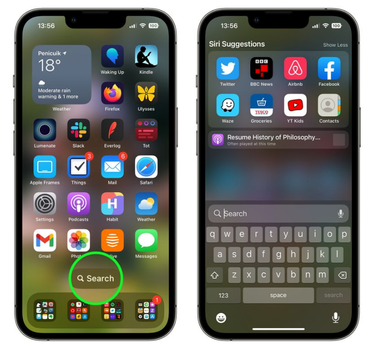 提蒙乡苹果手机维修分享升级到 iOS 16 后，如何删除主屏幕上的搜索按钮 